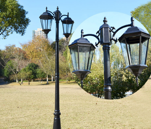 常德欧式户外LED灯3米双头庭院灯三头防水广场别墅灯防锈公园广场灯头